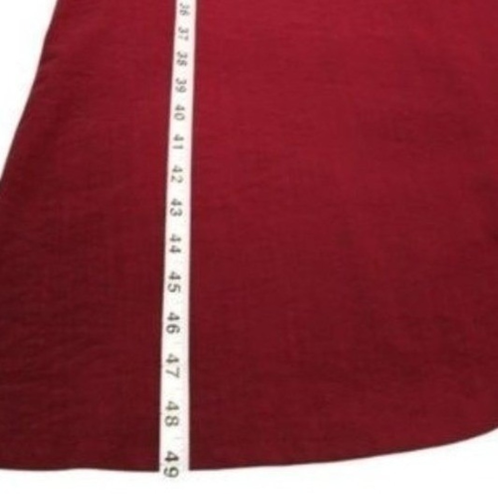 Womens Long Sleeve Maxi Dress Geometric Print Side Panel Buttons Burgundy - Picture 11 of 11